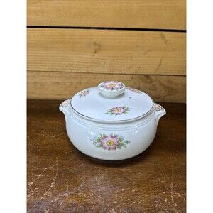 Vintage Hall’s Superior Rose 2.5 Qt Covered Casserole Dish #658 Pink Floral